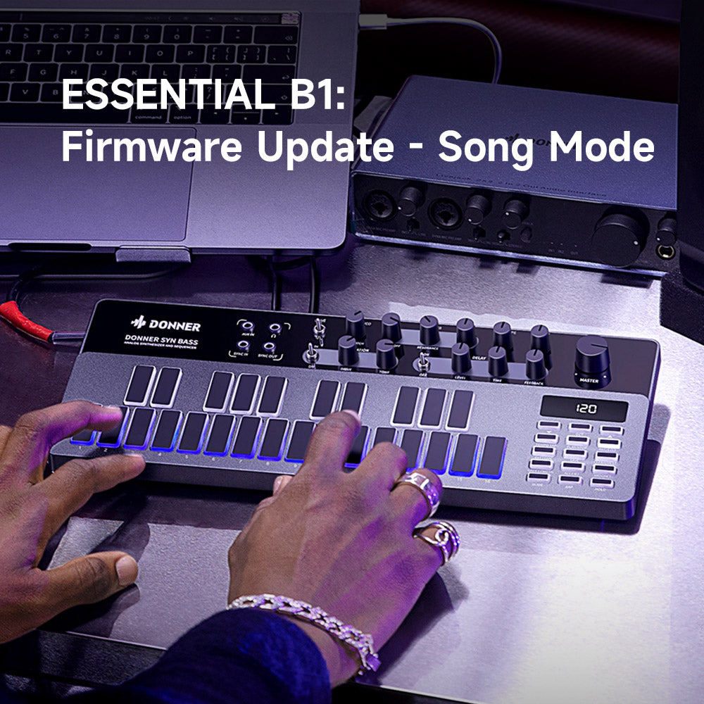 Donner Essential B1 Bass Synthesizer Major Firmware Update Updating to V1.1.0 brings SONG MODE and More features