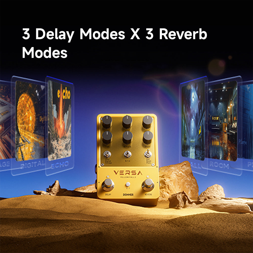 Discover the Donner Versa - Yellow Fall II Delay & Reverb Pedal