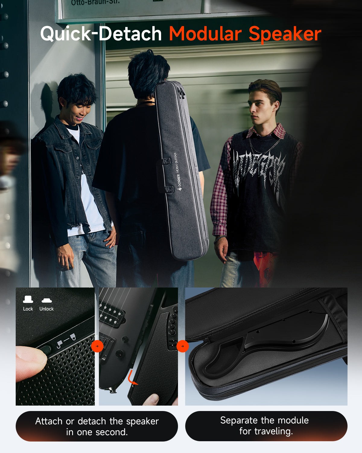 DONNER HUSH™ X Live Guitar-Black##