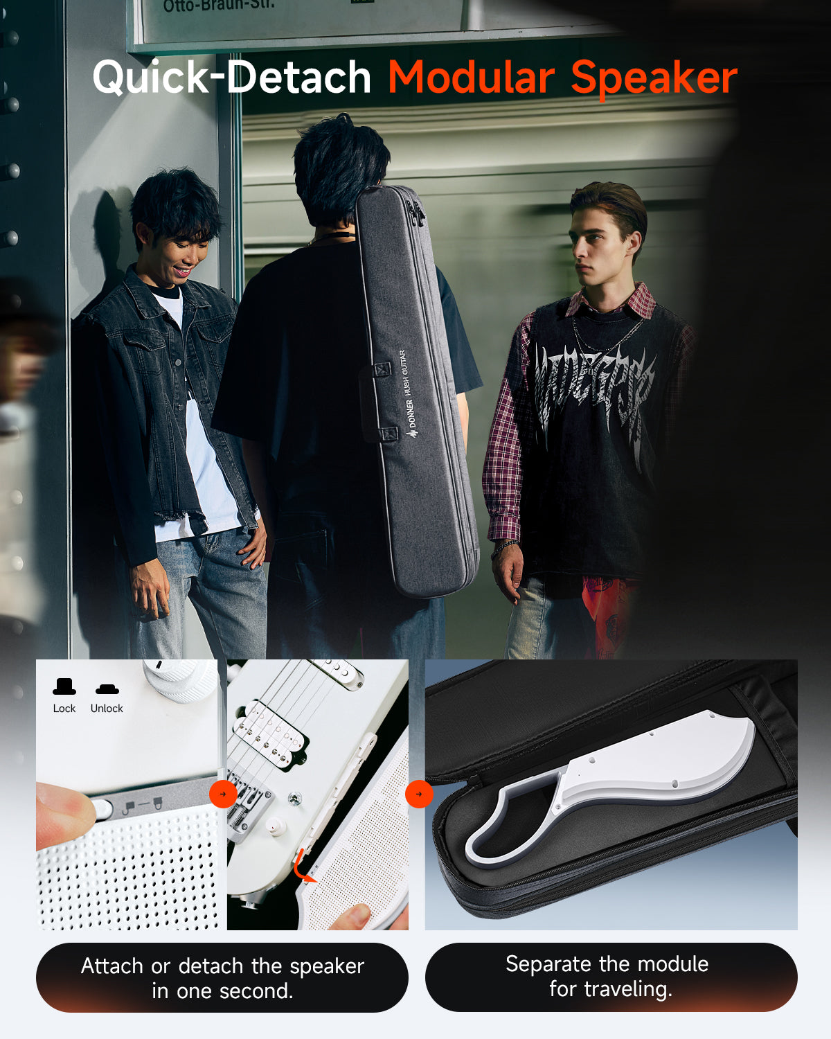 DONNER HUSH™ X Live Guitar-White##
