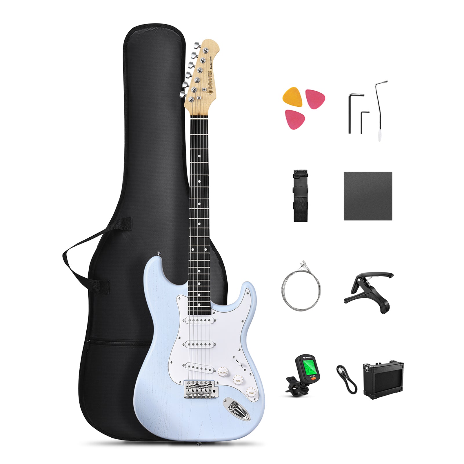 Donner DST-80 Electric Guitar Beginner Kit with Amp-Blue##