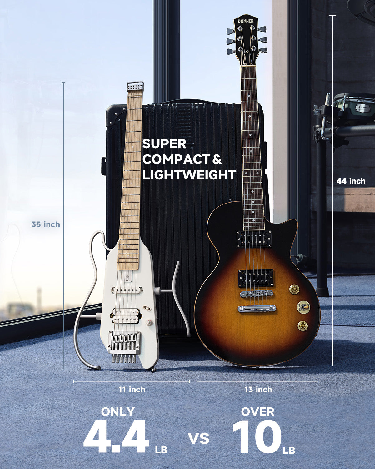 Donner HUSH™ X Electric Guitar-White##