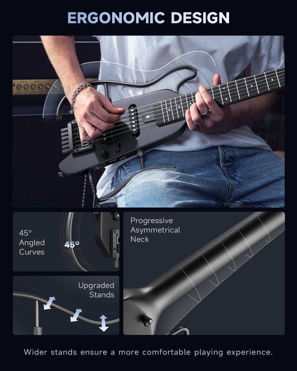 Donner HUSH™ X Electric Guitar-Black##
