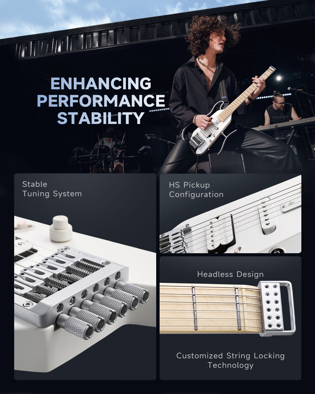 Donner HUSH™ X Electric Guitar-White##