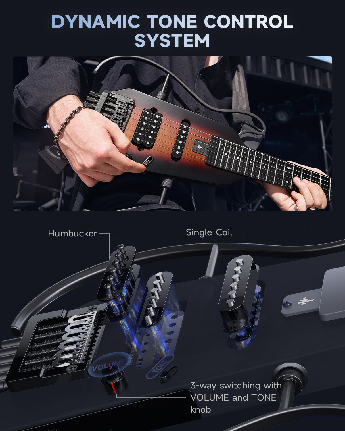 Donner HUSH™ X Electric Guitar-Sunburst##