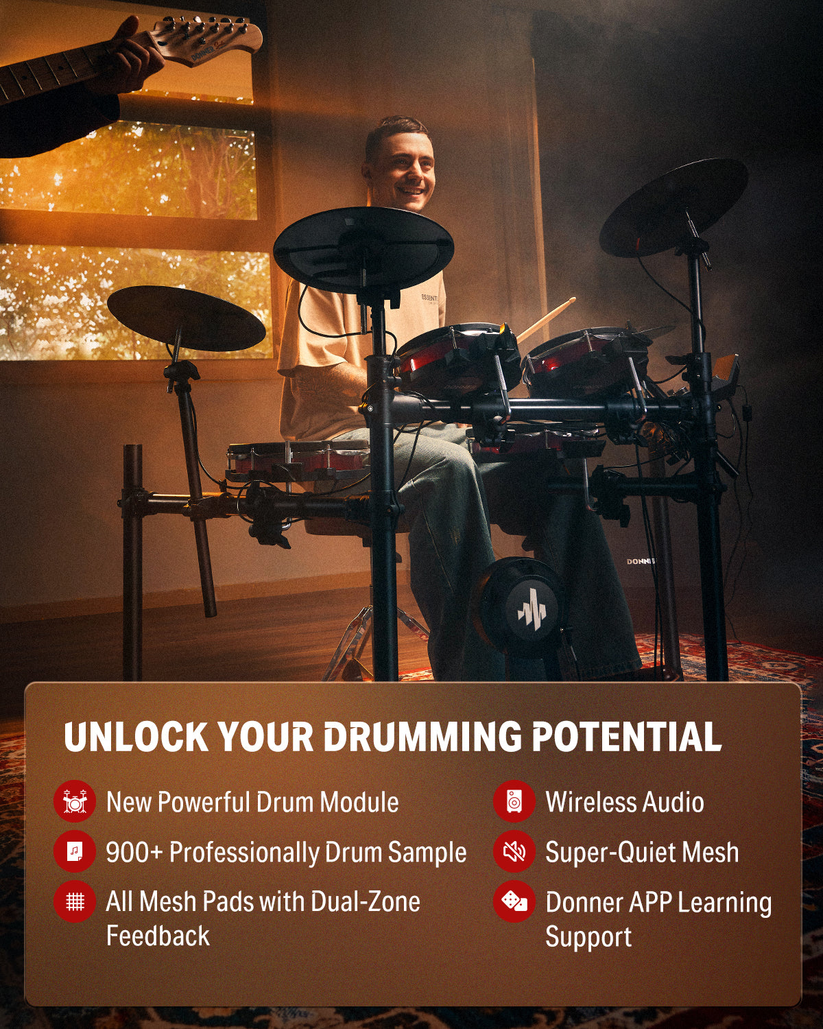Donner DED-300X 5 Drums 4 Cymbals Electronic Drum Set