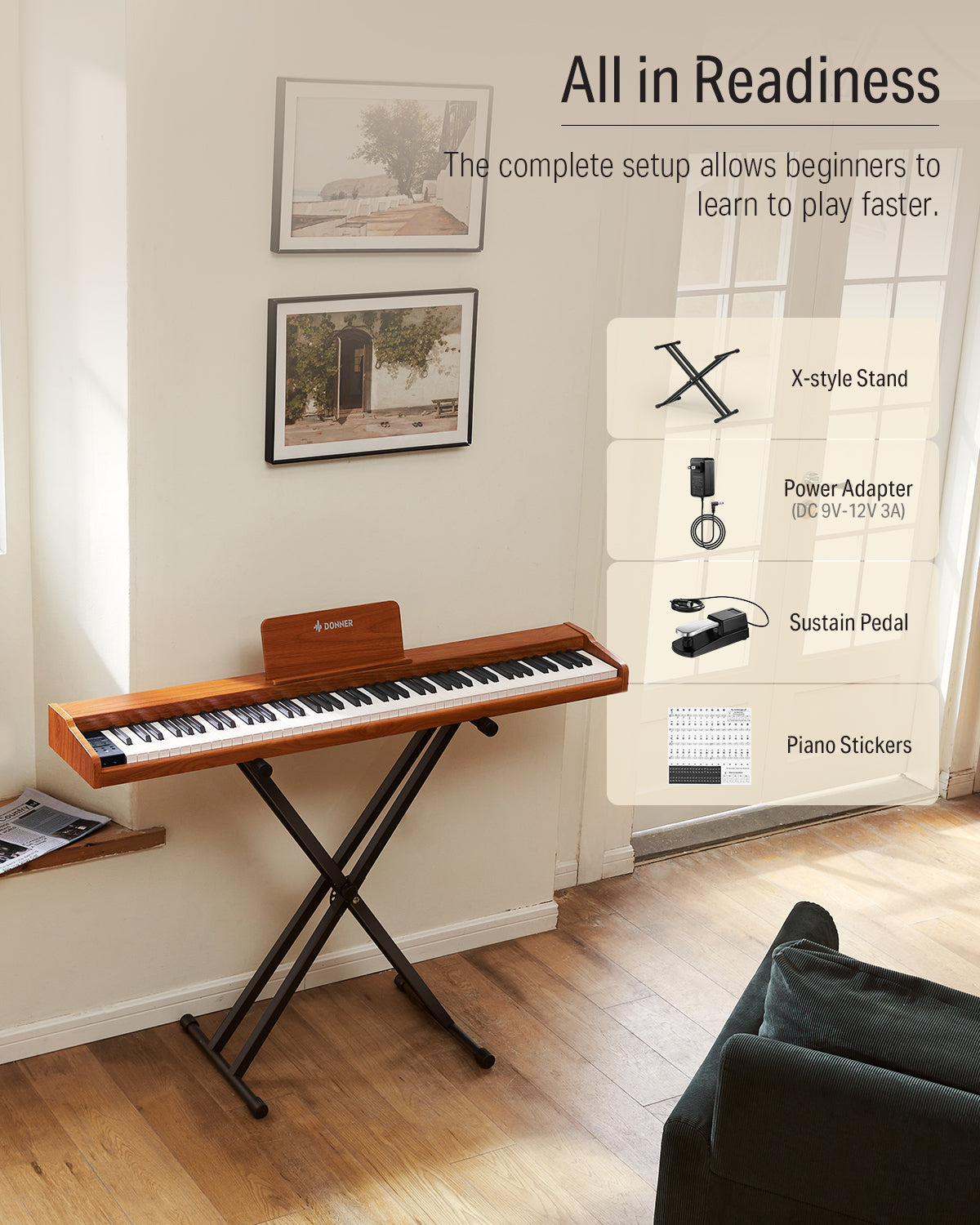 Donner DEP-1S Velocity-Sensitive Digital Piano