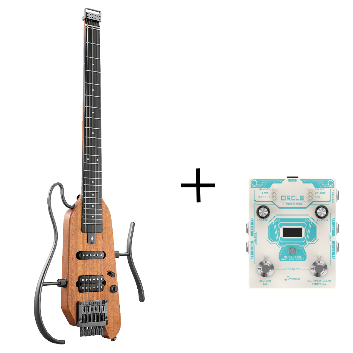 【OPEN BOX】Donner HUSH X Electric Travel Guitar