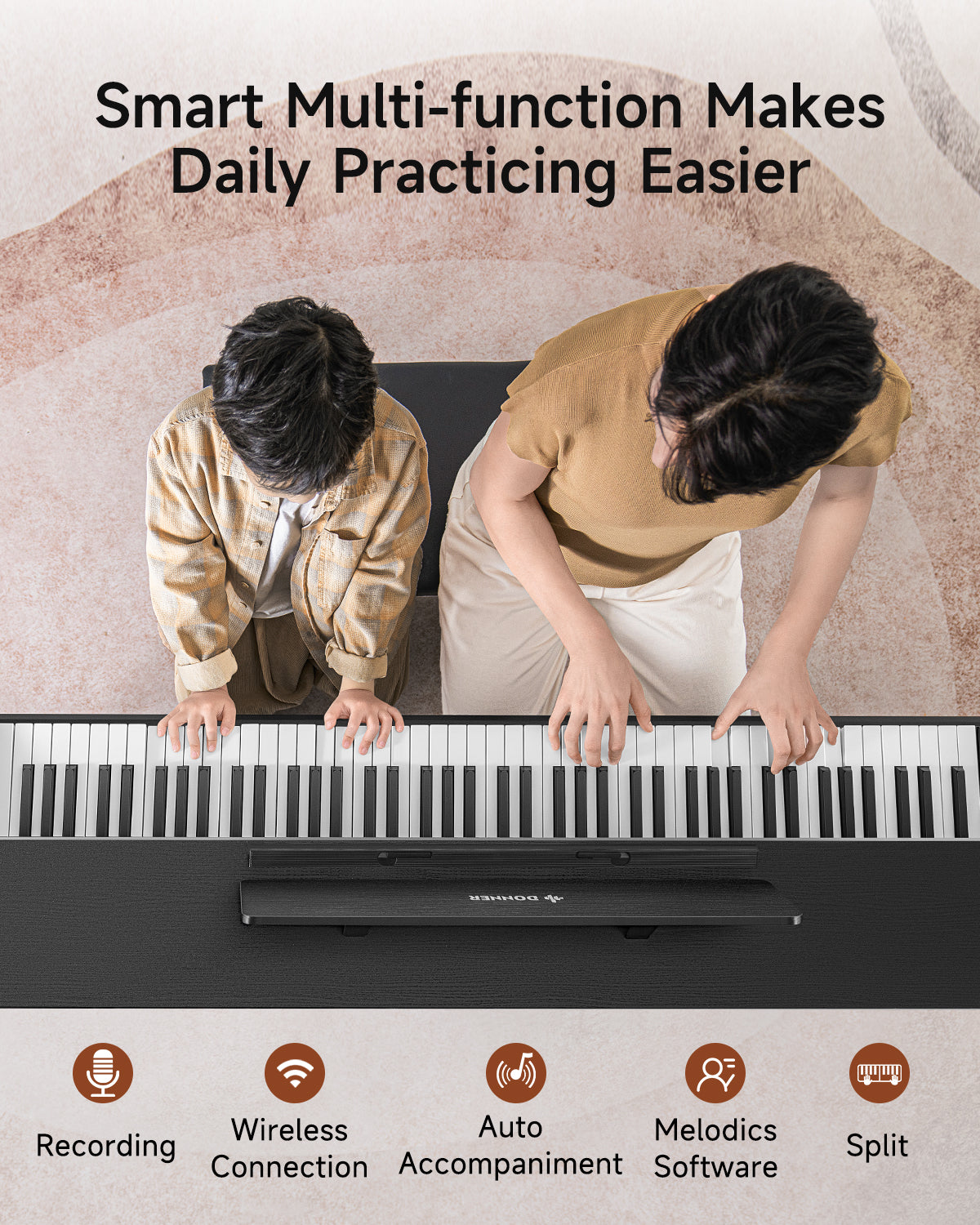 Donner DDP-200 PRO 88 Key Progressive Graded Hammer-Action Weighted Upright Digital Piano-Black##