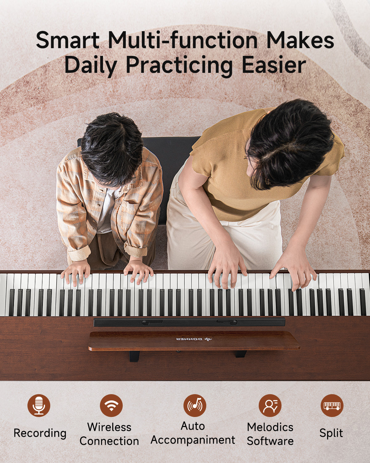 Donner DDP-200 PRO 88 Key Progressive Graded Hammer-Action Weighted Upright Digital Piano-Wood##