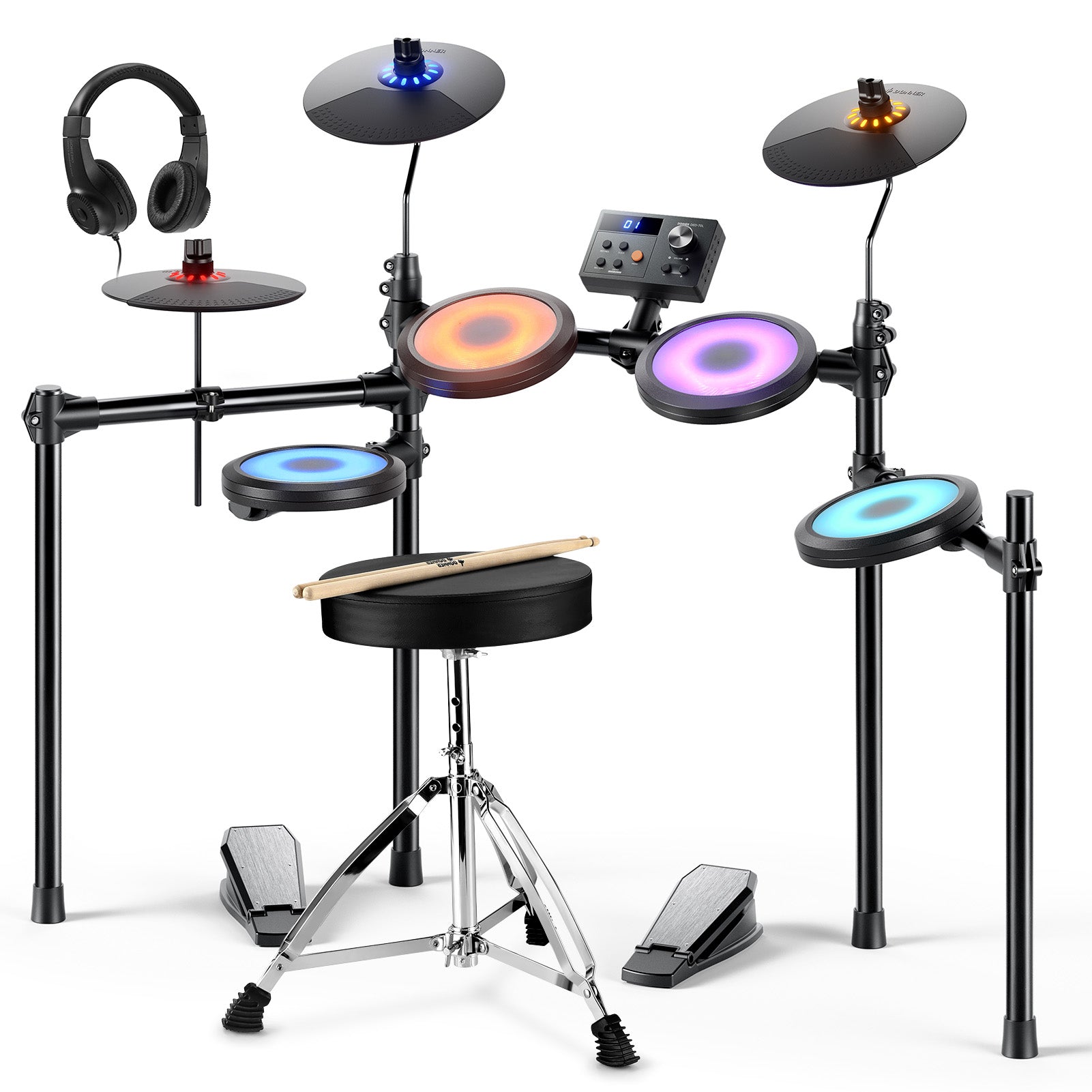 Donner DED-70L Electronic Drum Set with LED Light