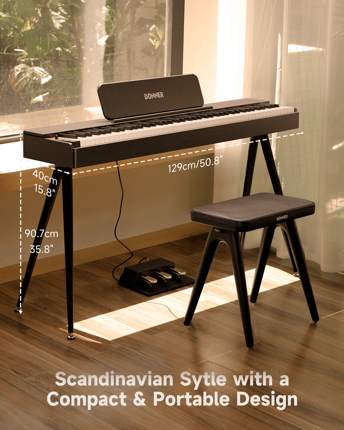 Donner OURA™ S100 88-Key Graded Hammer Action Weighted Digital Piano-Black##