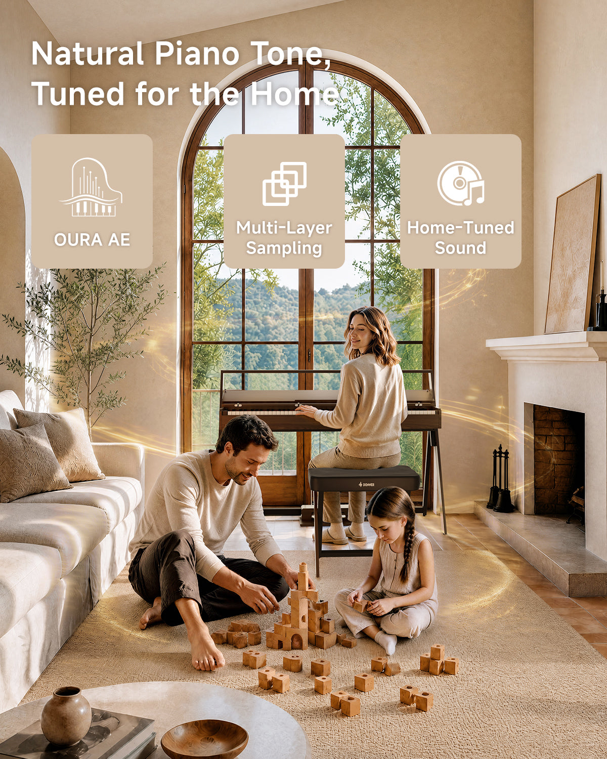 Donner OURA R300 Home Digital Piano-Walnut##