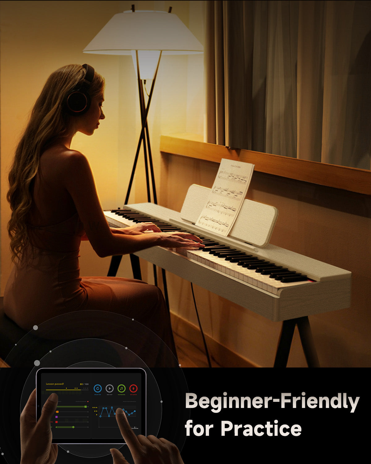 Donner OURA™ S100 88-Key Graded Hammer Action Weighted Digital Piano-White##