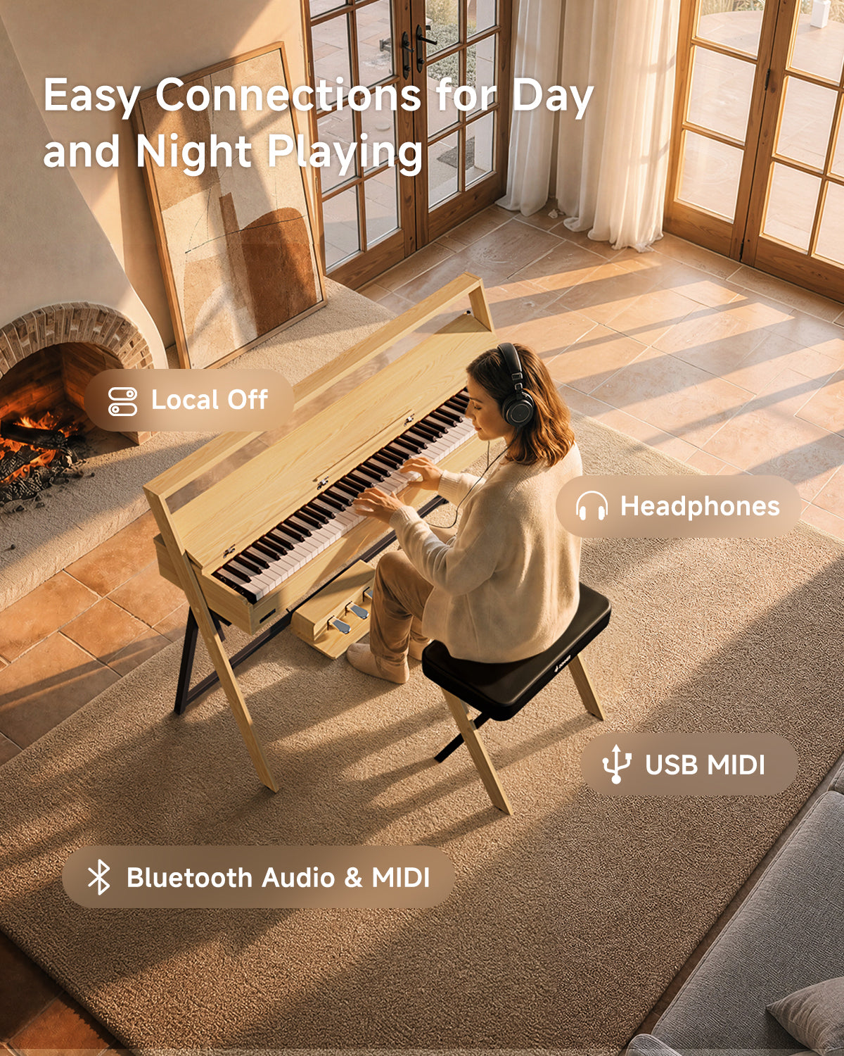Donner OURA R300 Home Digital Piano-Light Wood##