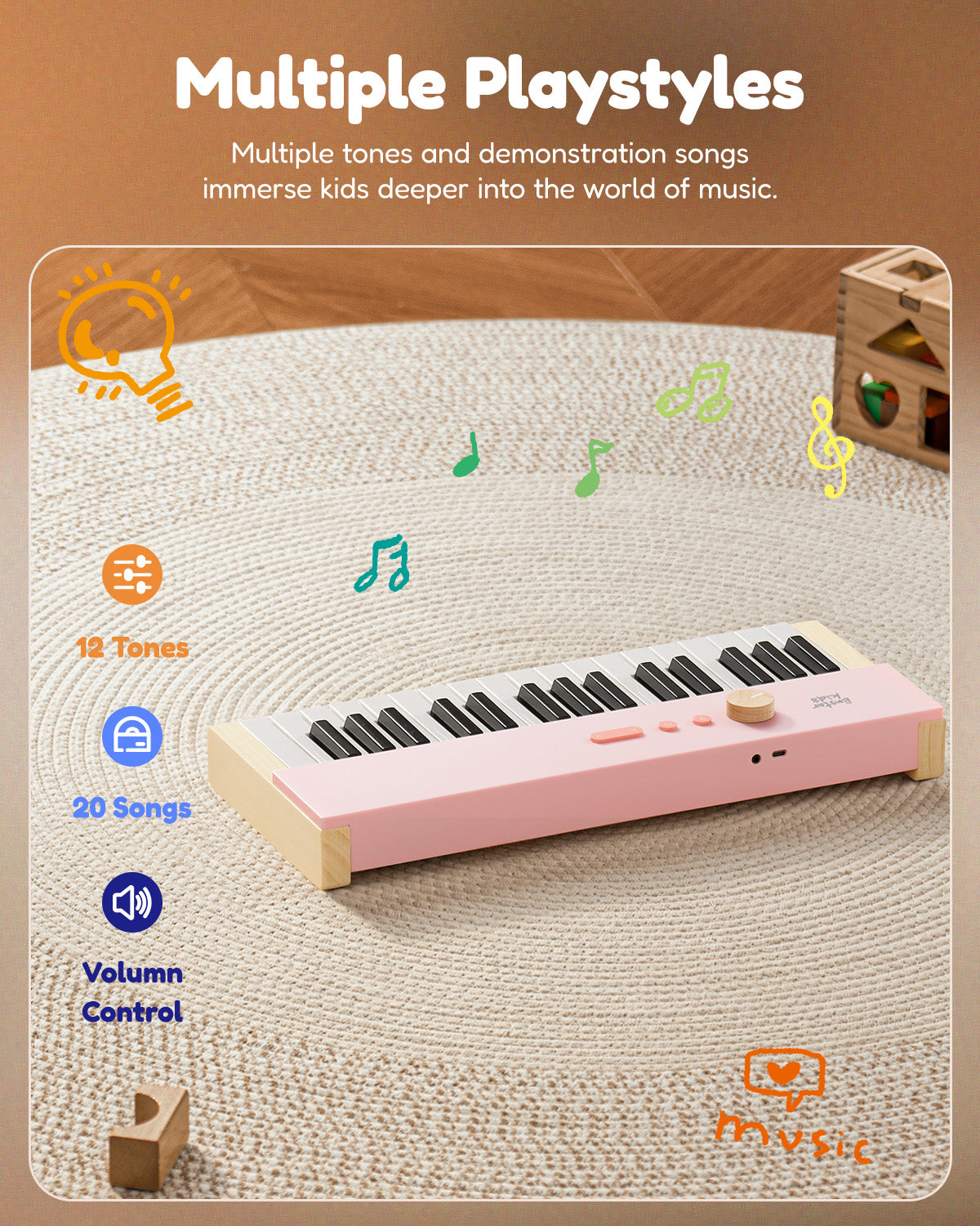 Eastar KIDO V-10 32 Keys Mini Digital Keyboard-Light Pink##