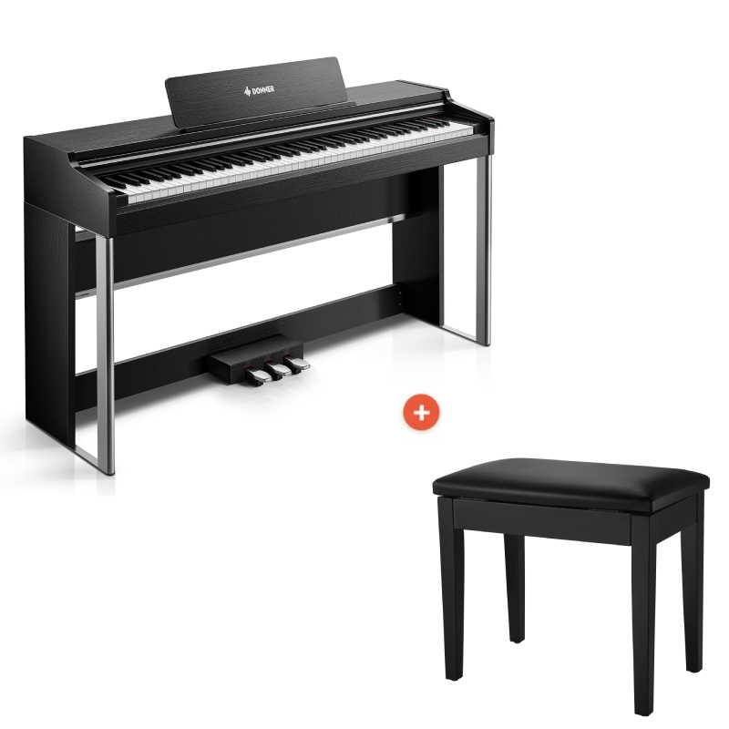 Donner DDP-200 PRO 88 Key Progressive Graded Hammer-Action Weighted Upright Digital Piano-Black##