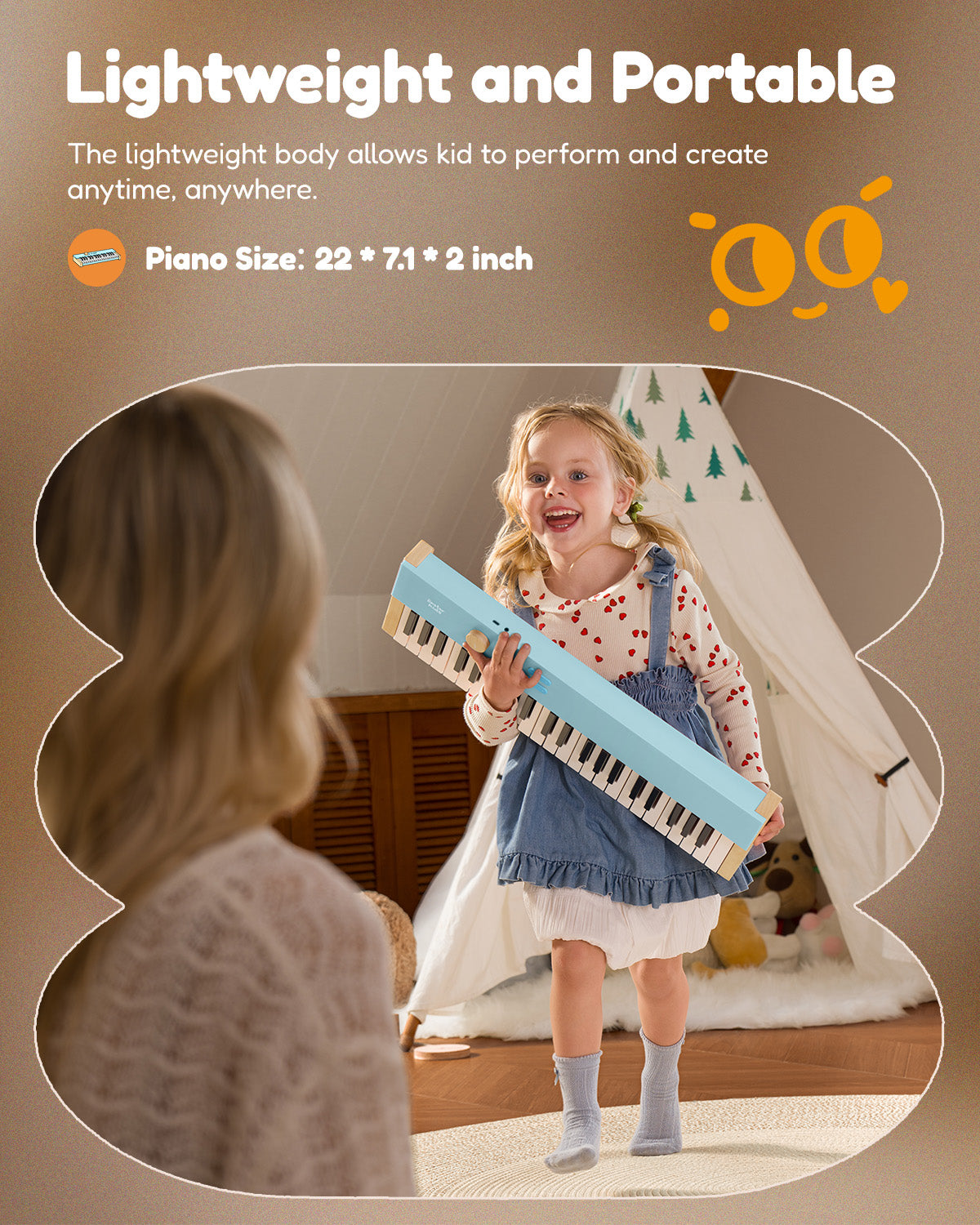 Eastar KIDO V-20 Mini 44 keys Digital Keyboard with Stand-Light Blue##