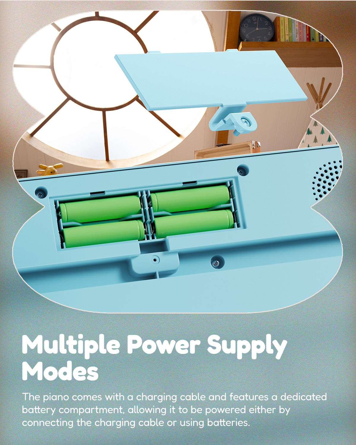 Eastar KIDO V-20 Mini 44 keys Digital Keyboard with Stand-Light Blue##