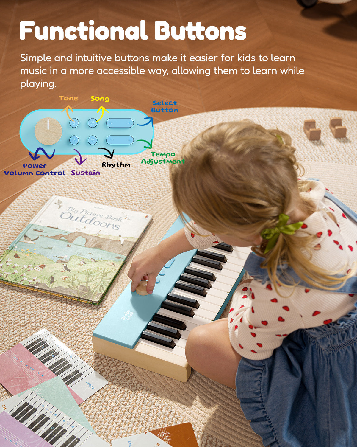 Eastar KIDO V-20 Mini 44 keys Digital Keyboard with Stand-Light Blue##