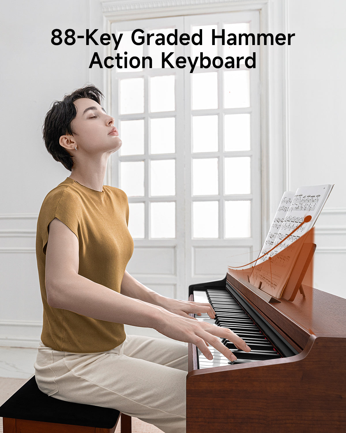 Donner DDP-200 PRO 88 Key Progressive Graded Hammer-Action Weighted Upright Digital Piano-Wood##