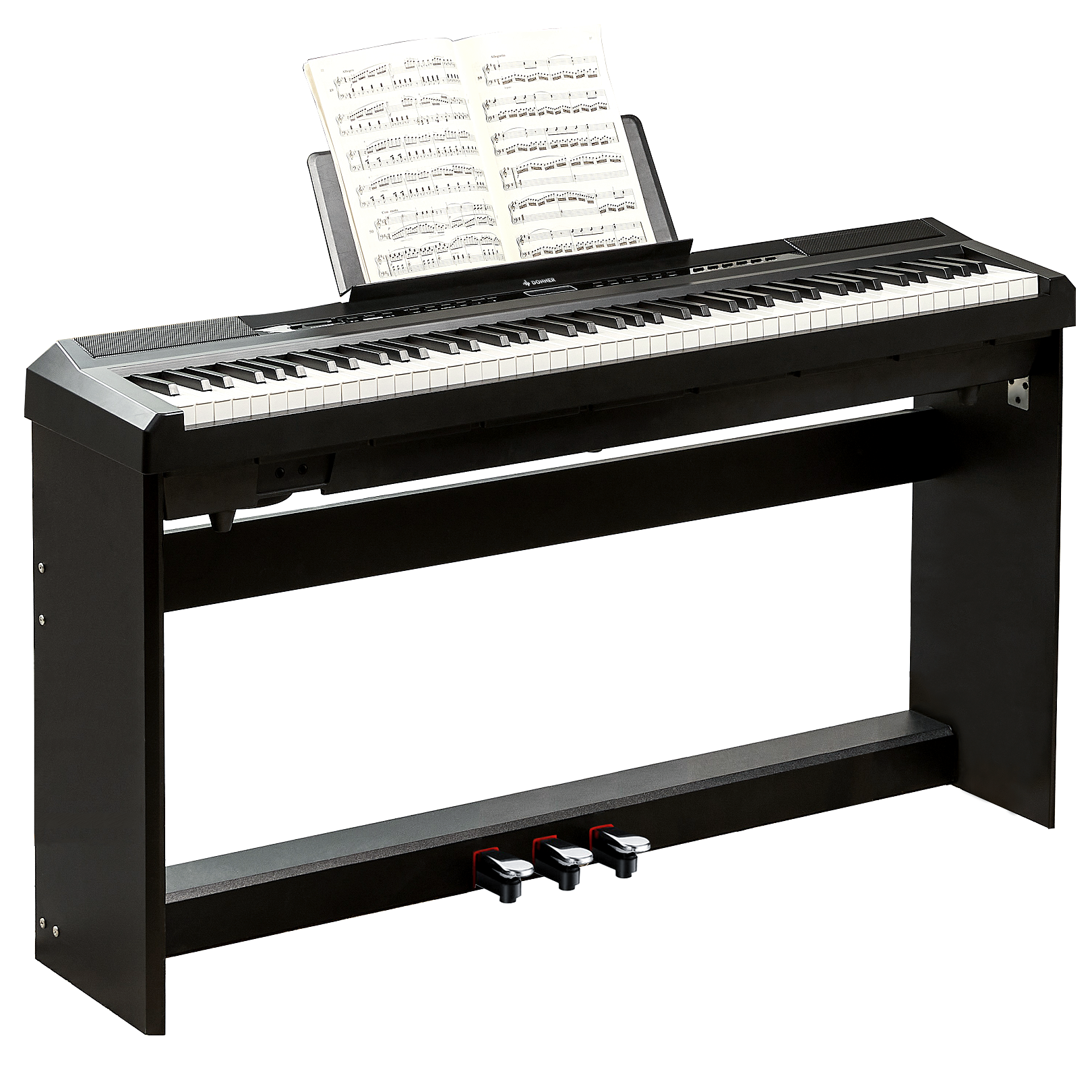 Donner DEP-20 Portable 88 Key Weighted Digital Piano with Furniture Stand & 3 Pedal-Black##