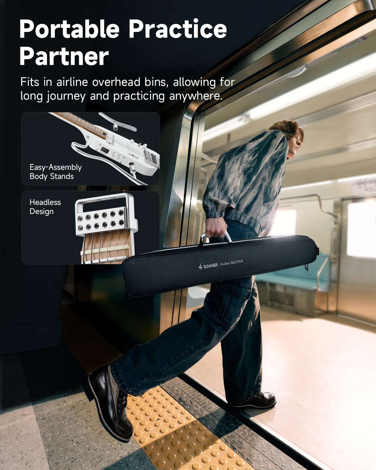 Donner HUSH-X PRO Multi-Effect Travel Guitar Kit