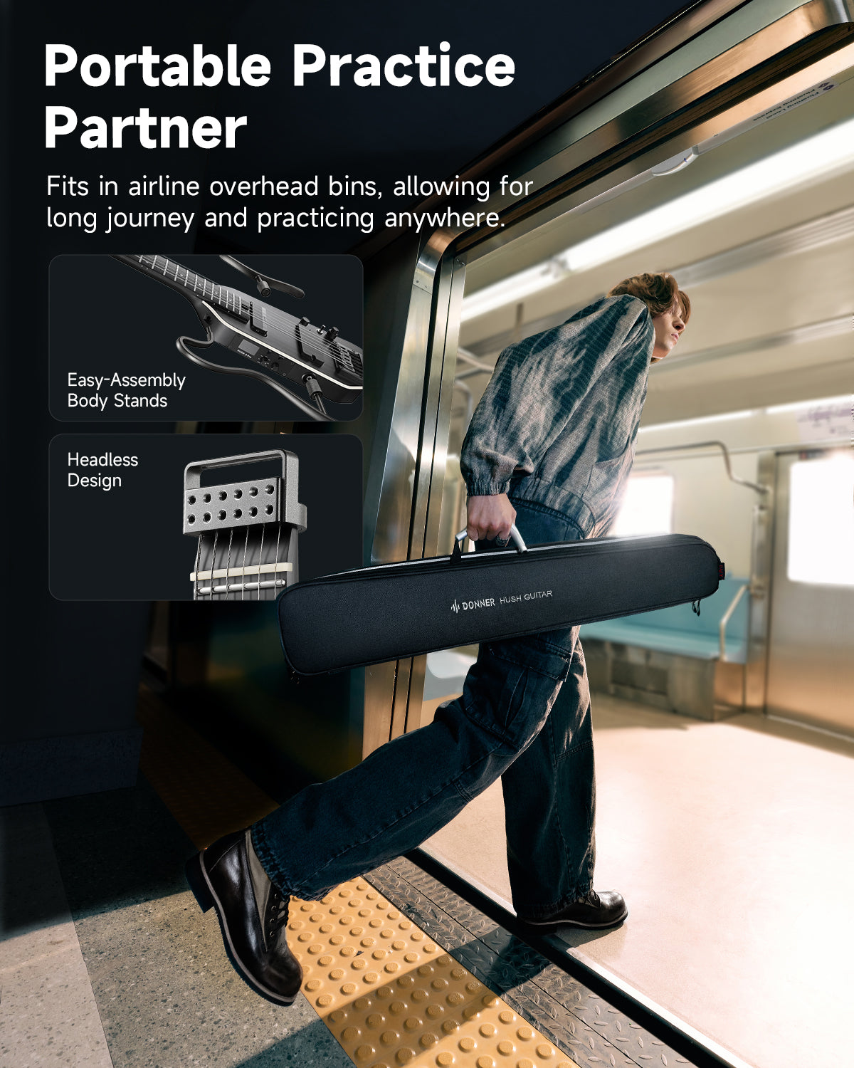 Donner HUSH-X PRO Multi-Effect Travel Guitar Kit
