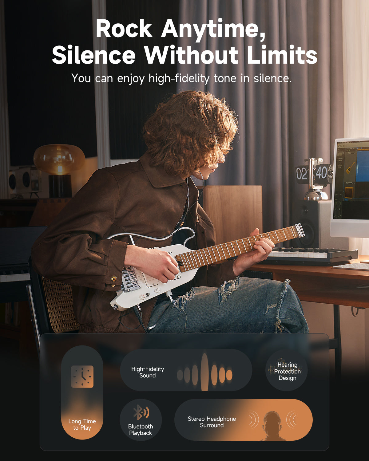 Donner HUSH-X PRO Multi-Effect Travel Guitar Kit