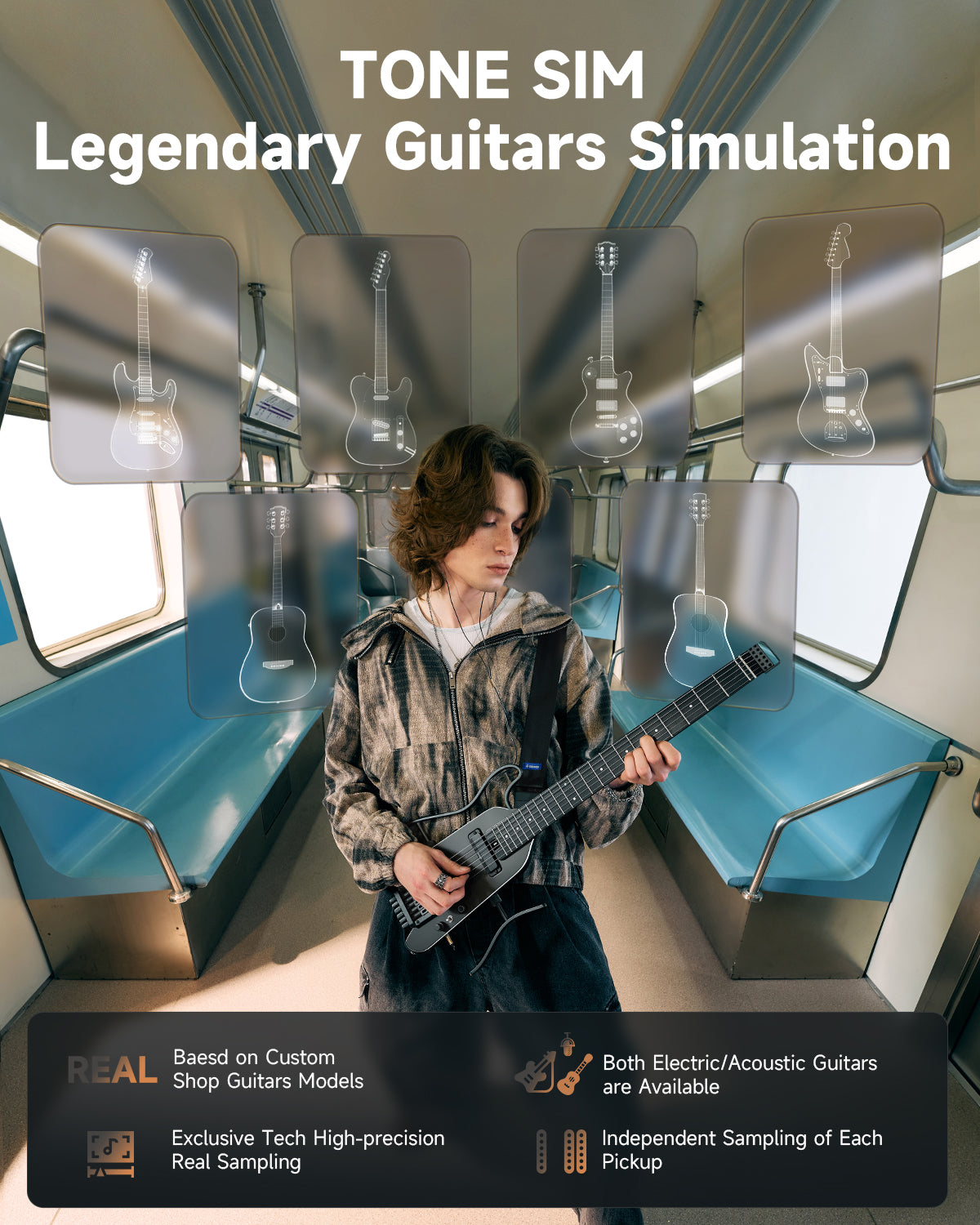 Donner HUSH-X PRO Multi-Effect Travel Guitar Kit