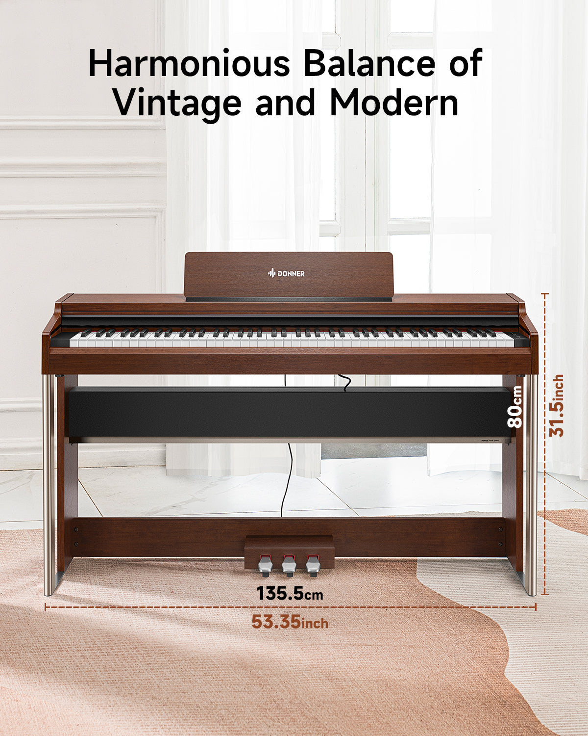 Donner DDP-200 PRO 88 Key Progressive Graded Hammer-Action Weighted Upright Digital Piano-Wood##