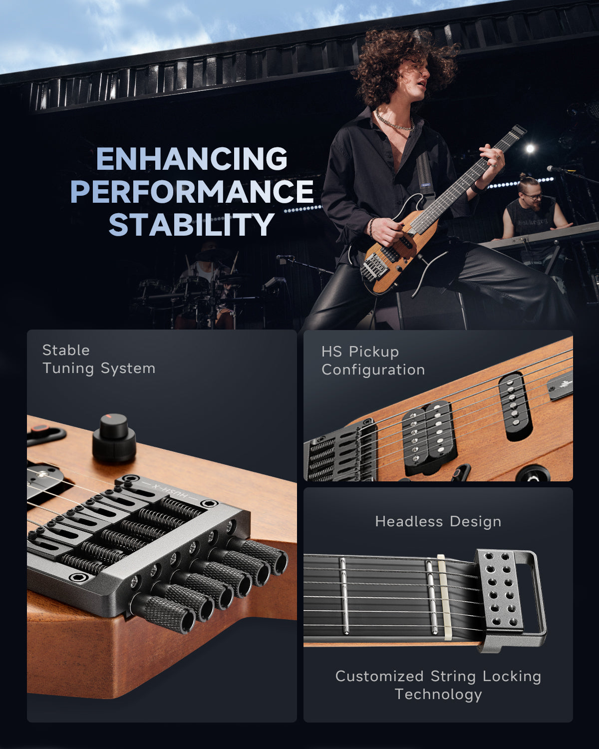 Donner HUSH™ X Electric Guitar-Natural##