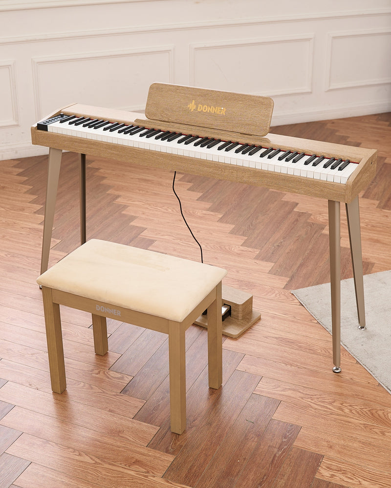 Donner DDP-60 88-Key Semi-Weighted Wooden Upright Digital Piano with 3-Pedal for Beginner