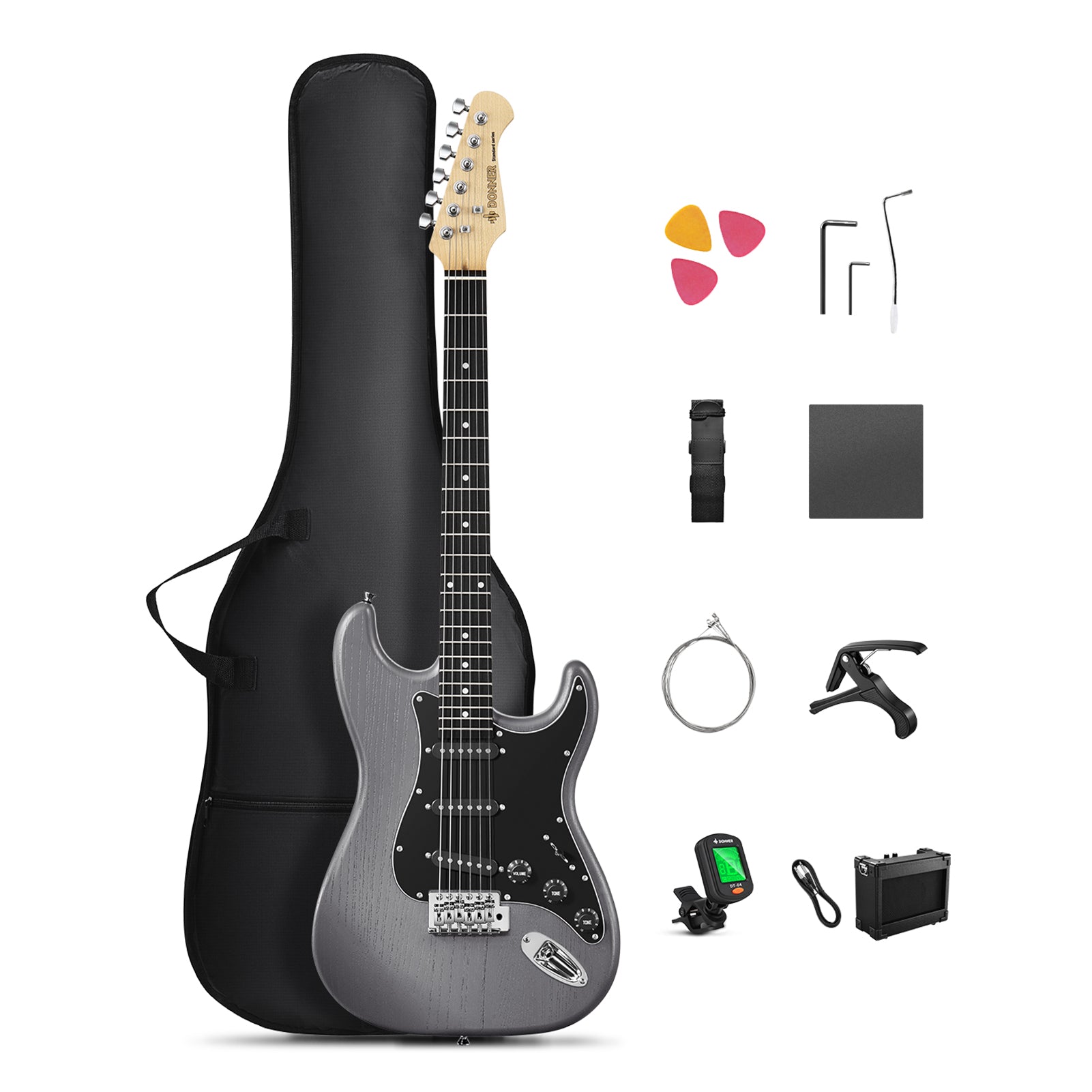 Donner DST-80 Electric Guitar Beginner Kit with Amp-Black##