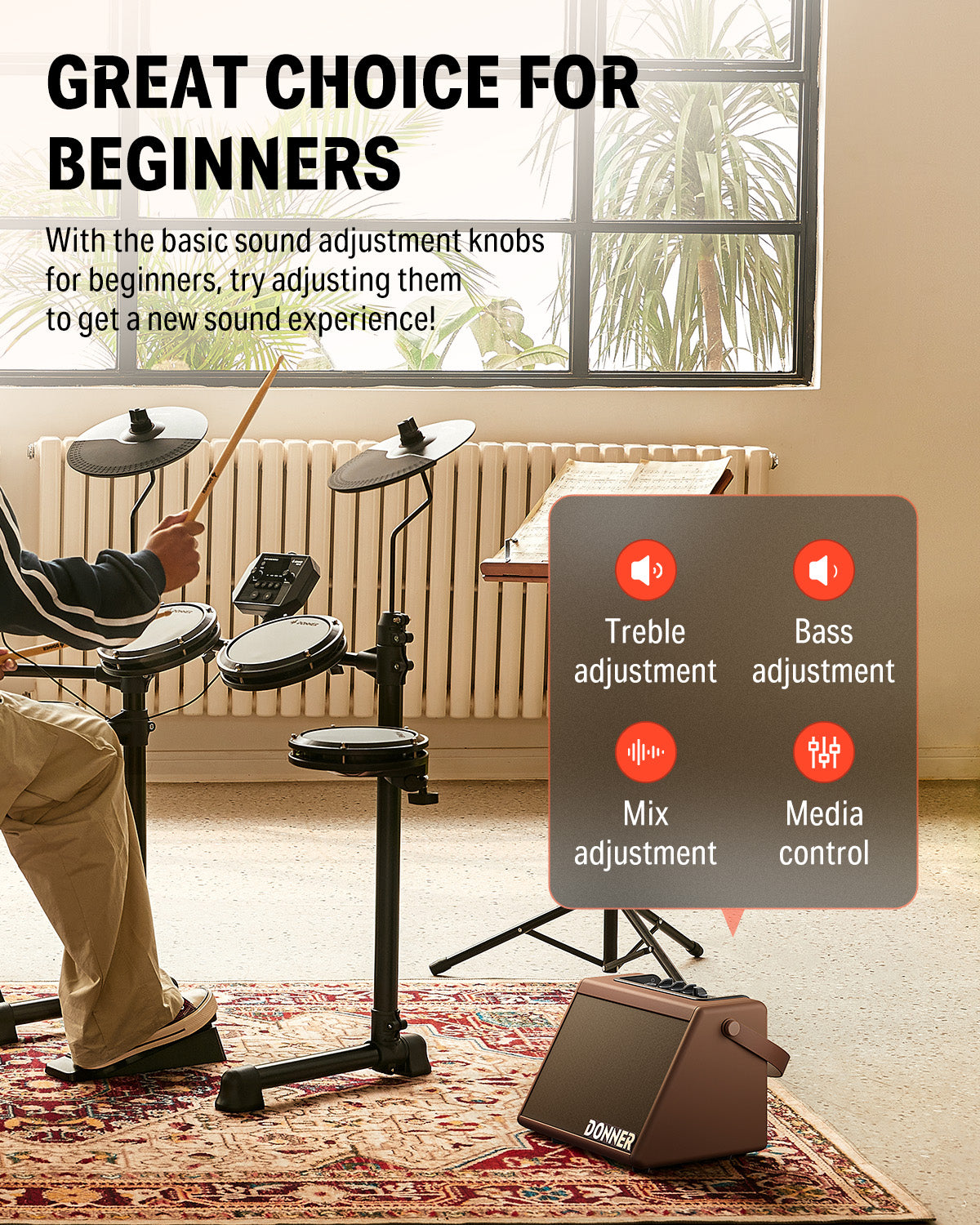 Donner DDA-20 Electric Drum Amplifier-Brown##