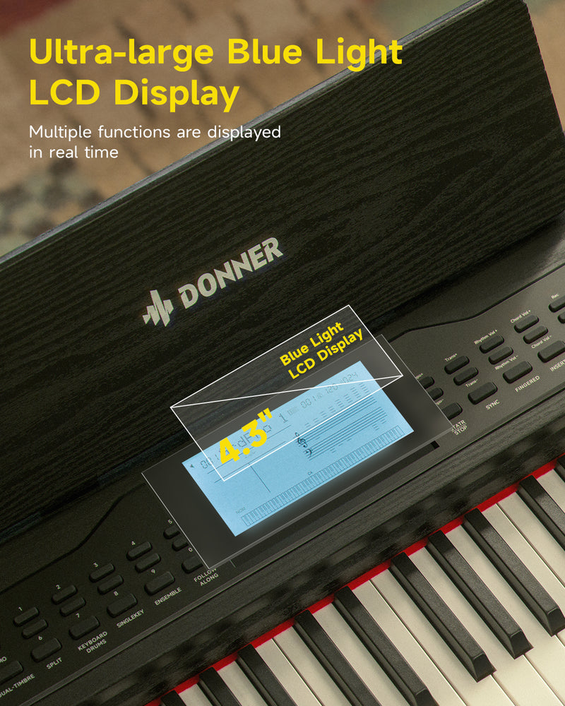 Donner DDP-95 88 Key Full-Weighted Multi-functional Upright Digital Piano with Large Screen for Beginner