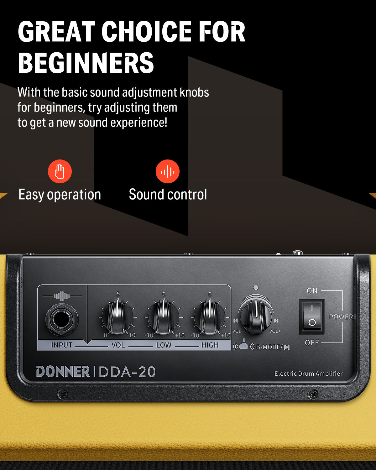 Donner DDA-20 Electric Drum Amplifier-Yellow##
