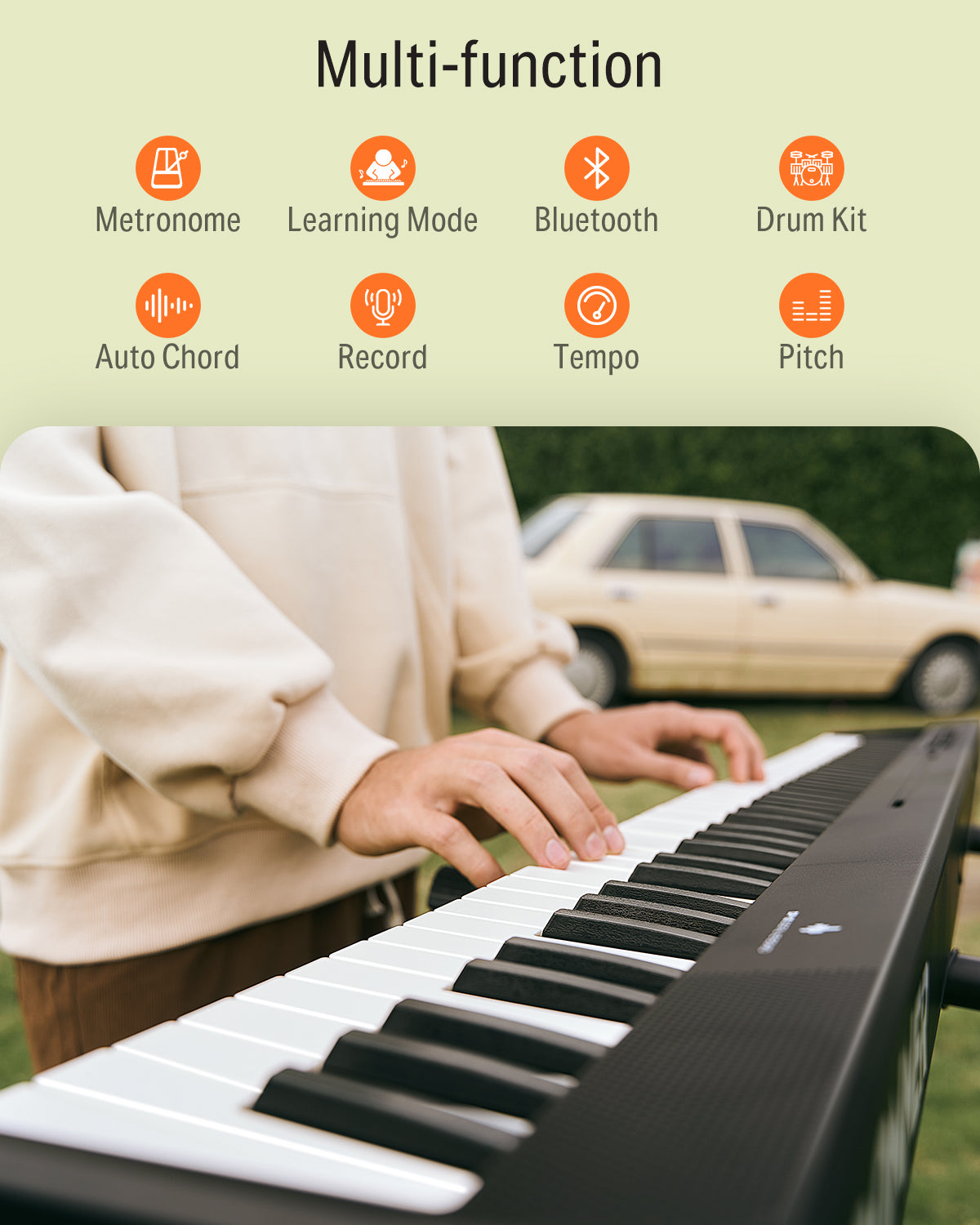 Donner DEP-10 電子ピアノ DP-10 Foldable 88-Key Semi-Weighted Digital Piano with