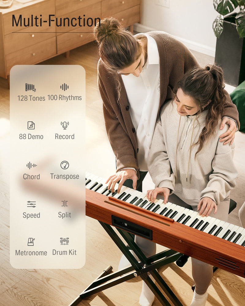 Donner DEP-1S 88 Key Velocity-Sensitive DIgital Piano With Stand Wooden Style Piano