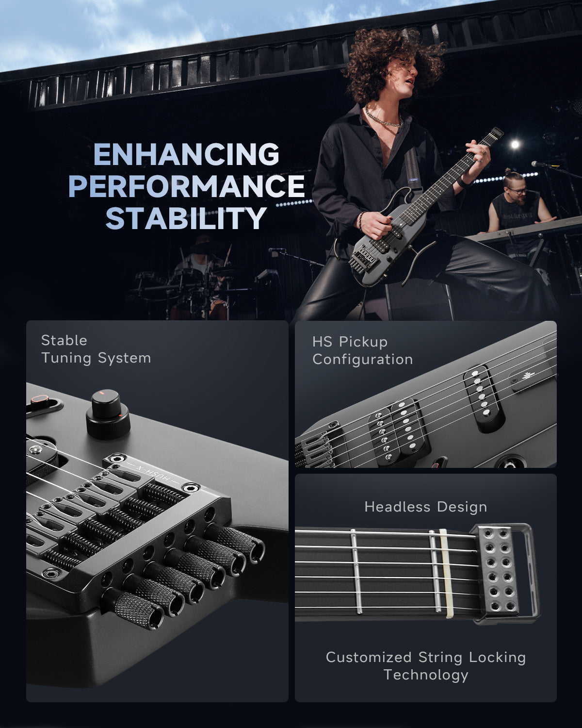 HUSH-X Porable Electric Guitar Kit for Travel Donner