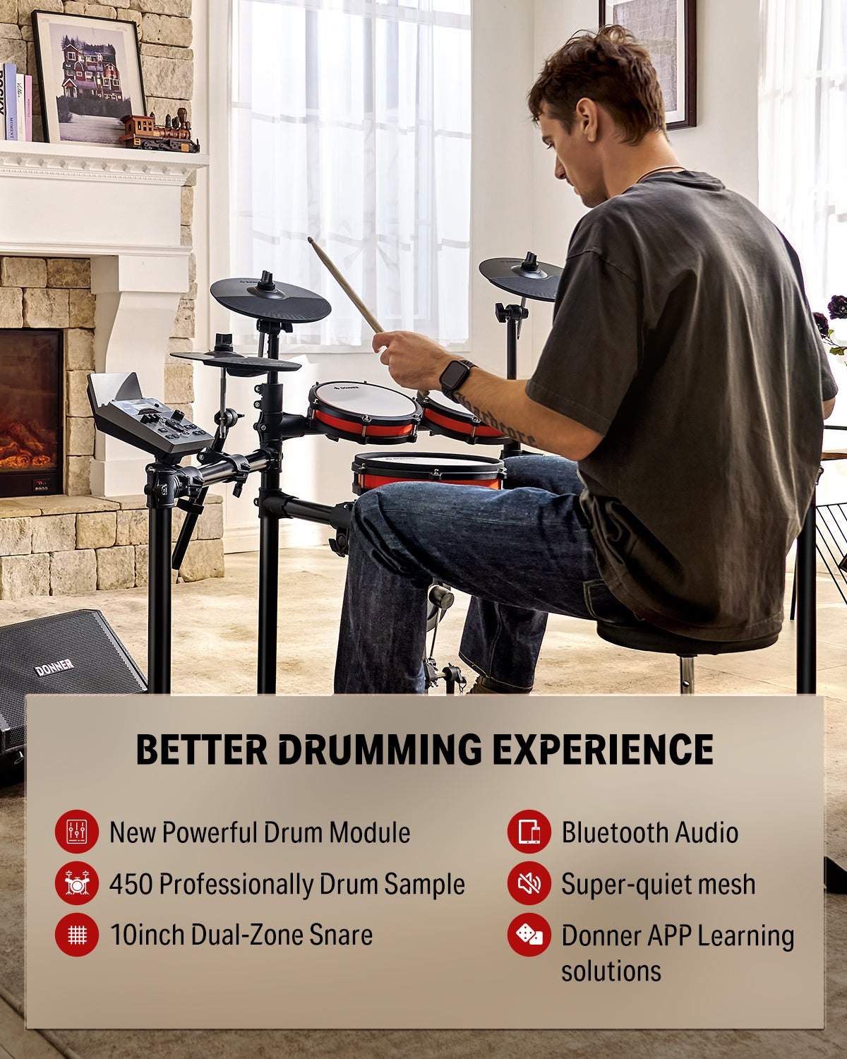 Donner DED-200X Electronic Kit-DED 200X Update##-DED 200X Update +Music Stand##