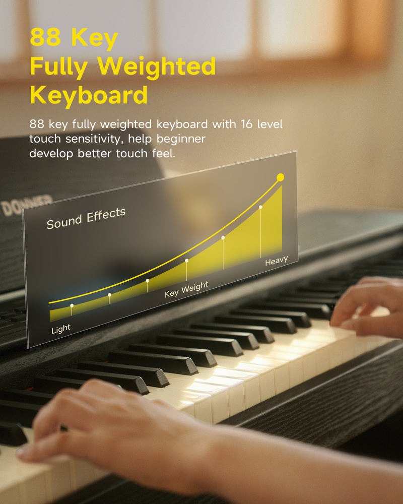 Donner DDP-95 88 Key Full-Weighted Multi-functional Upright Digital Piano with Large Screen for Beginner