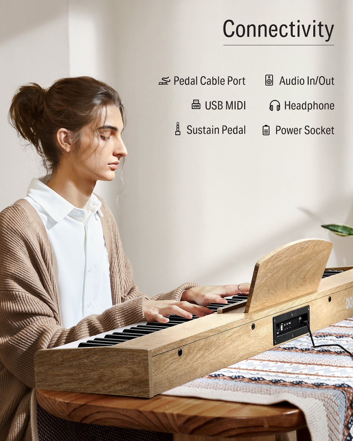 Donner DEP-1S Velocity-Sensitive Digital Piano-Light Wood##