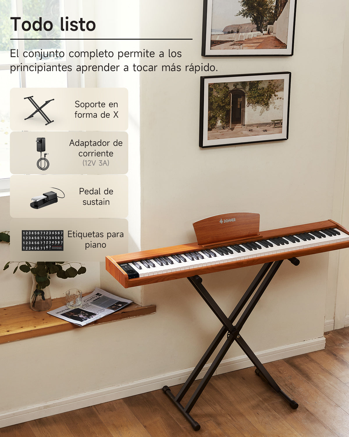 Donner DEP-1S 88 Key Beginner Digital Piano Kit-Natural##
