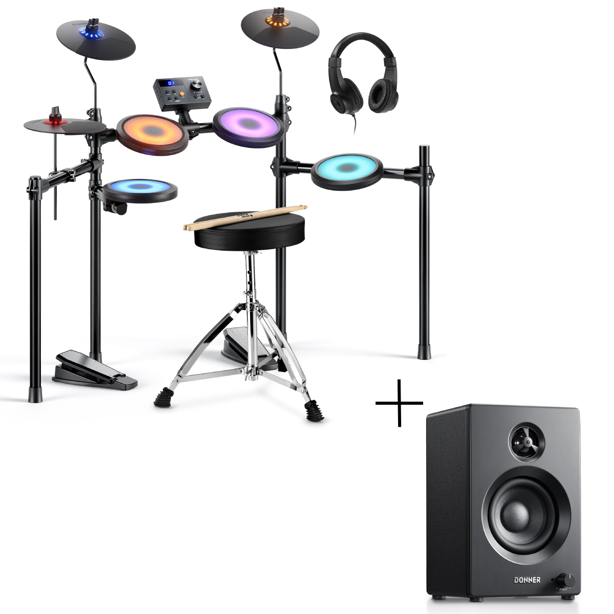 Donner DED-70L Electronic Drum Set with LED Light