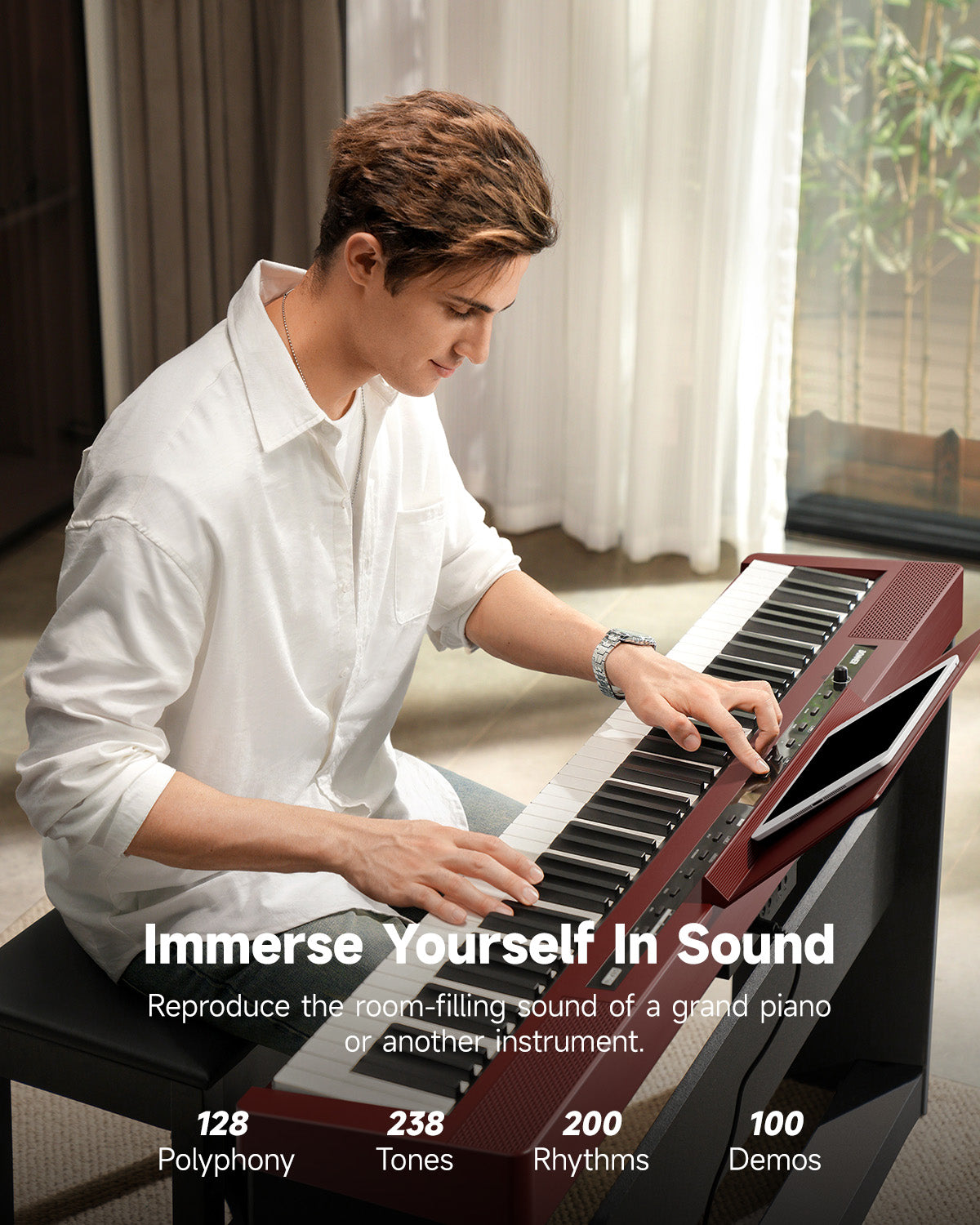 DEP-16 Portable Digital Piano-Piano with Stand RoseWood##