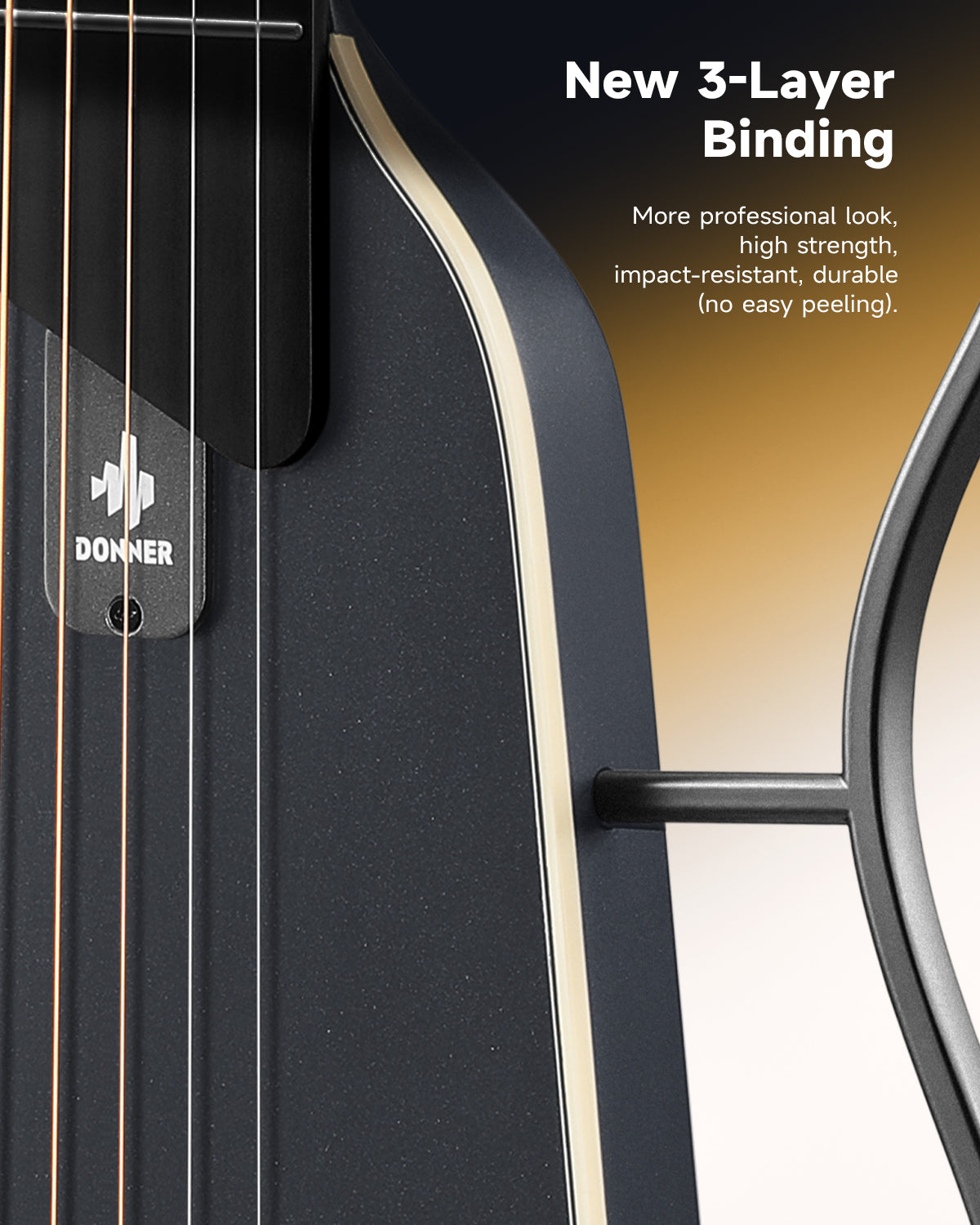 Donner HUSH I EVO2 Acoustic-Electric Travel Guitar-EVO2-Black/ Maple##