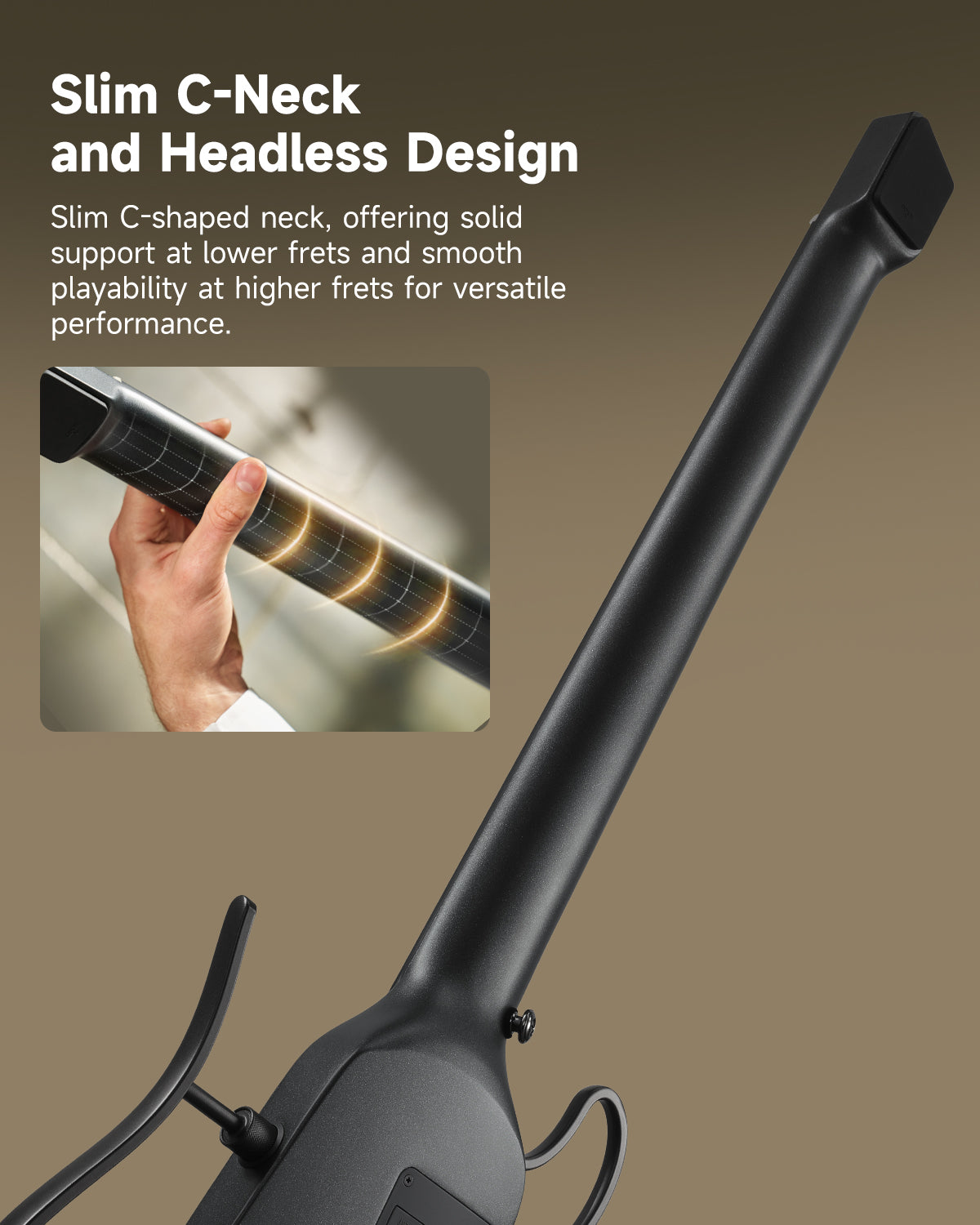Donner HUSH™ C  Acoustic-Electric Nylon string Classical Headless travel Guitar