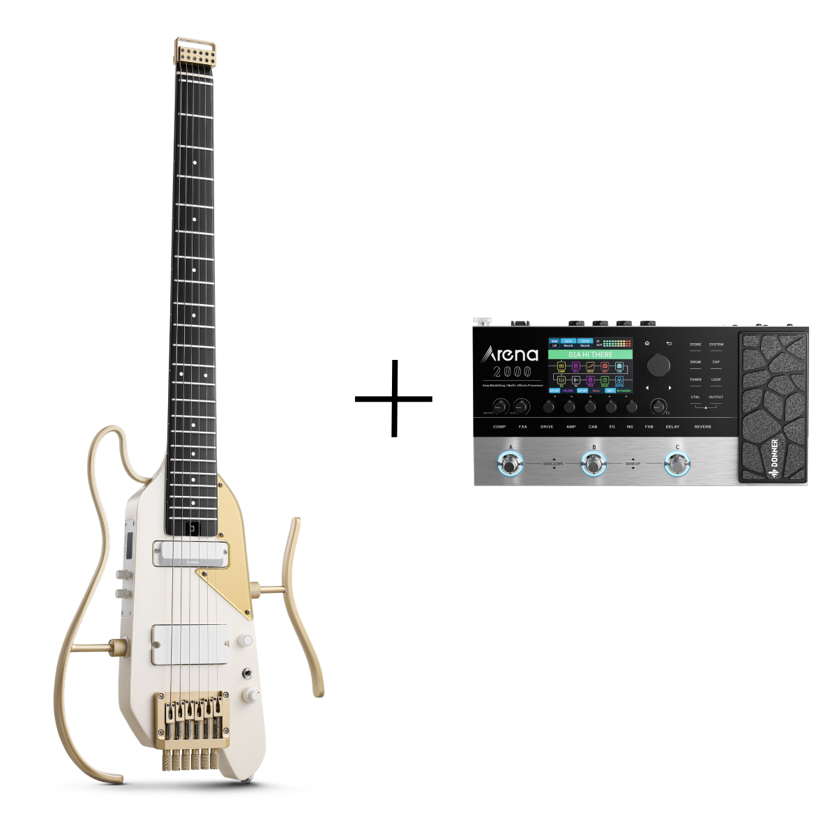 Guitare de voyage électrique Donner HUSH™ X PRO