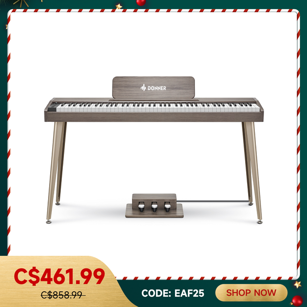 Donner DDP-60 88-Key Semi-Weighted Wooden Upright Digital Piano with 3-Pedal for Beginner